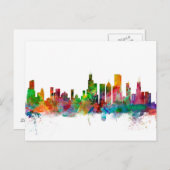 Carte Postale Ligne Skyline Chicago Illinois (Devant / Derrière)