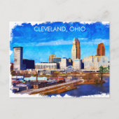 Carte Postale Ligne Skyline Cleveland Ohio (Devant)
