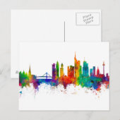 Carte Postale Ligne Skyline Francfort-Allemagne (Devant / Derrière)