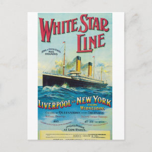 Carte Postale Ligne White Star, Affiche de voyage en mer vintage