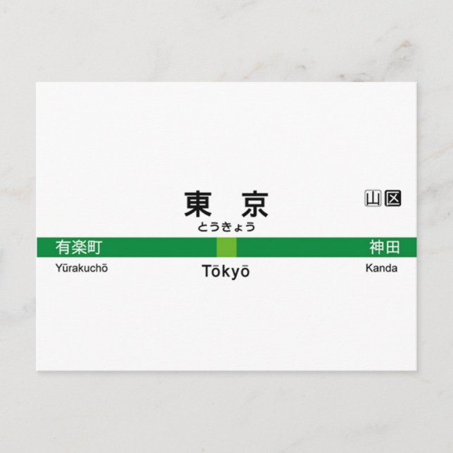 Carte Postale Ligne Yamanote TOKYO 山 手 線 駅 名 東 看 板 (Devant)