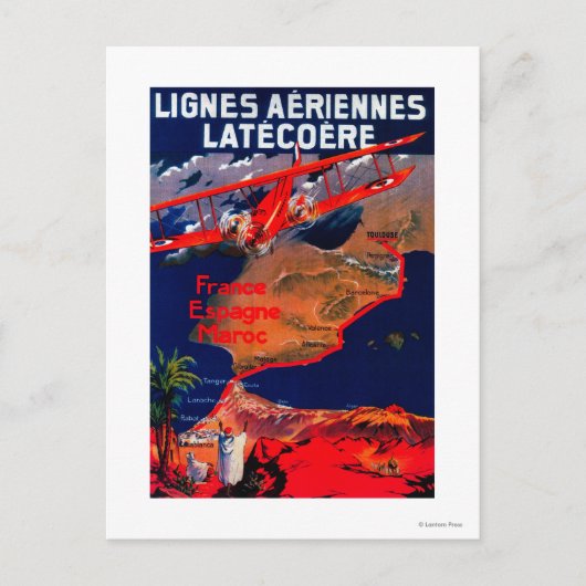 Carte Postale Lignes Aeriennes Latecoere Poster vintage (Devant)