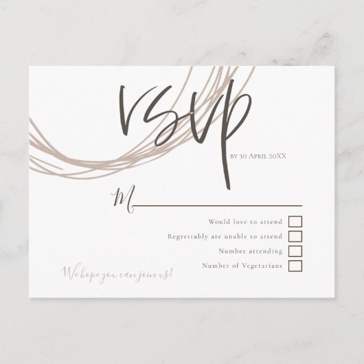 Carte Postale Lignes circulaires d'art contemporain Mariage RSVP (Devant)