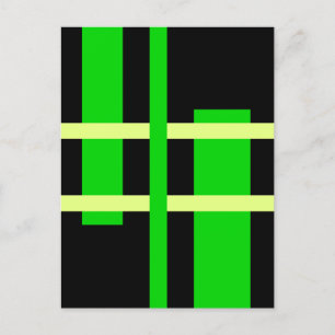 Carte Postale Lignes d'art moderne Abstrait vert jaune noir