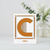 Carte Postale Lignes droites art déco avec monogramme, lettre C (Debout devant)