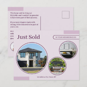 Carte Postale Lignes fines Agent immobilier rose a vendu