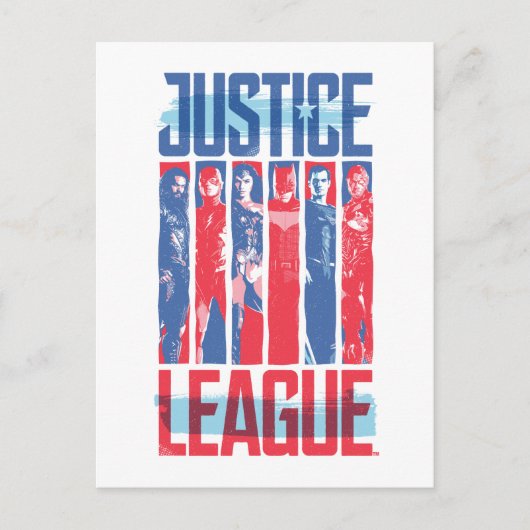 Carte Postale Ligue de Justice | Blue & Red Group Pop Art (Devant)