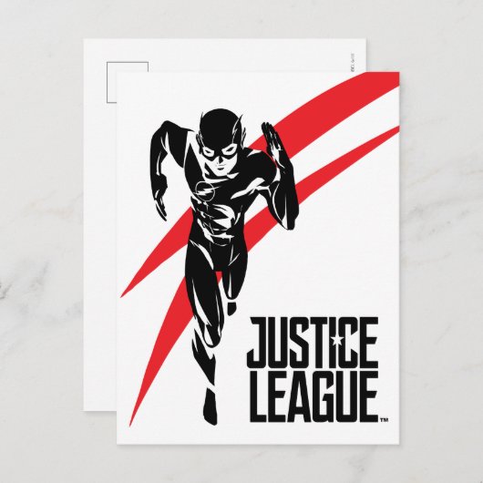 Carte Postale Ligue de Justice | Flash Running Noir Pop Art (Devant / Derrière)