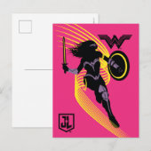 Carte Postale Ligue de Justice | Wonder Woman Icon Silhouette (Devant / Derrière)