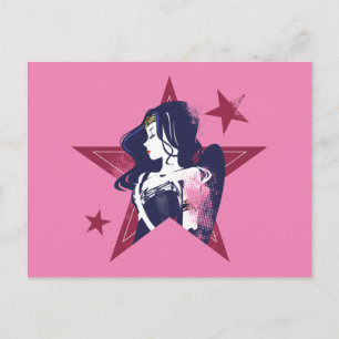 Carte Postale Ligue de Justice   Wonder Woman & Stars Pop Art
