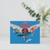 Carte Postale Ligue de la justice Flying Air Badge and Heroes (Debout devant)
