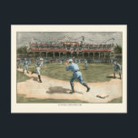 Carte Postale Ligue nationale de baseball 1886<br><div class="desc">Tableau d'un match de baseball de la Ligue nationale de baseball de 1886. On peut sentir pratiquement les cacahuètes,  le pop-corn et la poussière de l'entrée qui émane de cette pièce. Cela ferait un grand ajout à votre maison!</div>