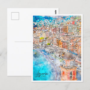 Carte Postale Ligurie Italie Travel Place Aquarelle