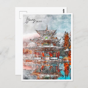 Carte Postale Lijiang Chine Travel Place aquarelle