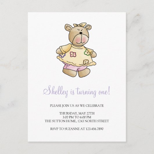 Carte Postale Lil' Bears ・ Bébé Fille Robe Jaune (Devant)