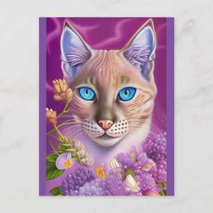 Carte Postale Lilac Lynx pointe Chat siamois dans le violet