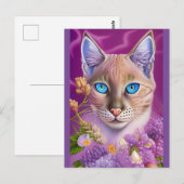 Carte Postale Lilac Lynx pointe Chat siamois dans le violet (Devant / Derrière)