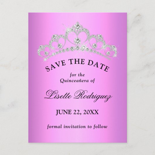 Carte Postale Lilac Purple Quinceanera Enregistrer La Date (Devant)