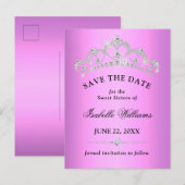 Carte Postale Lilac Violet Sweet 16 Enregistrer la Date (Devant / Derrière)