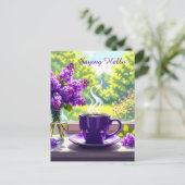 Carte Postale Lilacs et café violets | Je dis bonjour (Debout devant)