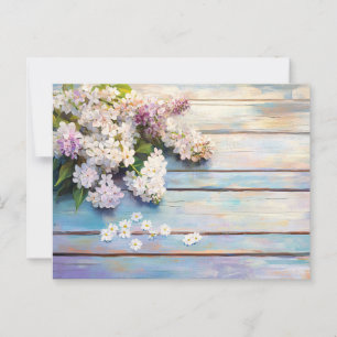 Carte Postale Lilacs et marguerites sur Pastel Wood