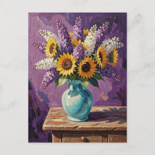 Carte Postale Lilas et Tournesols Design Botanique