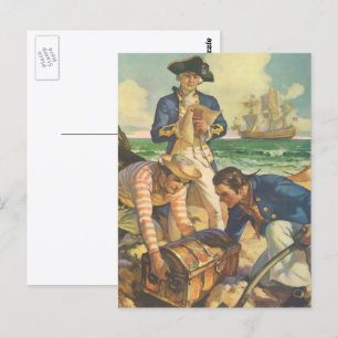 Carte Postale L'île au trésor, Contes de fées vintage Pirates