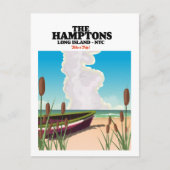 Carte Postale L'île de Hamptons Long NYC, affiche de voyage. (Devant)