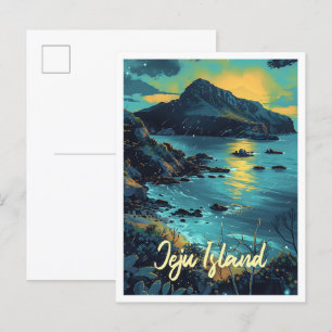 Carte Postale L'île de Jeju Corée du Sud Illustration de voyage 
