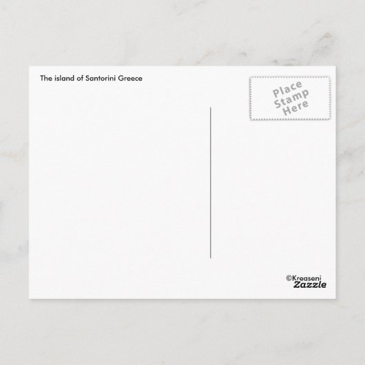 Carte Postale L'île de Santorin (Dos)