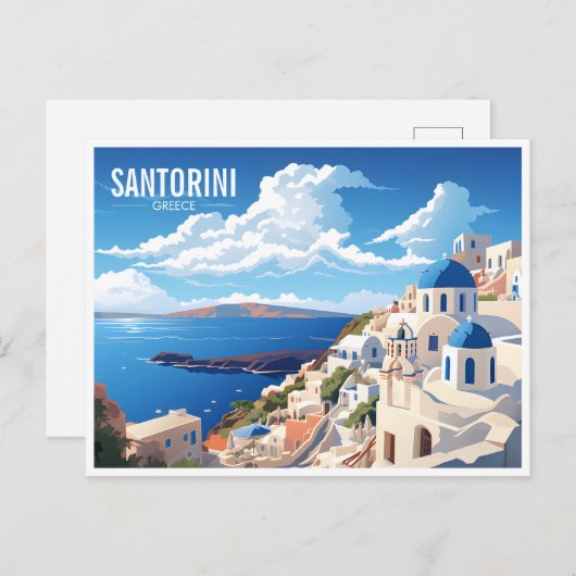Carte Postale L'île de Santorin en Grèce Voyage (Devant / Derrière)