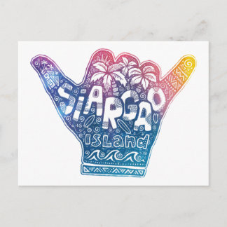 Carte Postale L'île de Siargao surfer main shaka