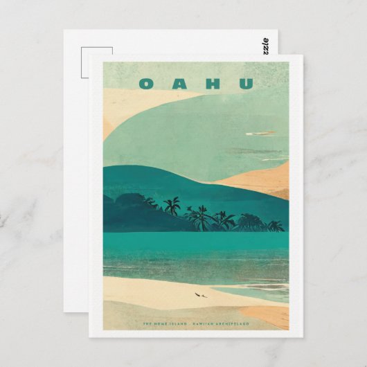 Carte Postale L'île tropicale Oahu (Devant / Derrière)