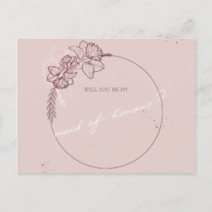 Carte Postale l'illustration de fleurs soit ma servante d'honneu