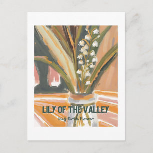 Carte Postale Lily de la vallée Mai Mois de naissance Fleur Retr