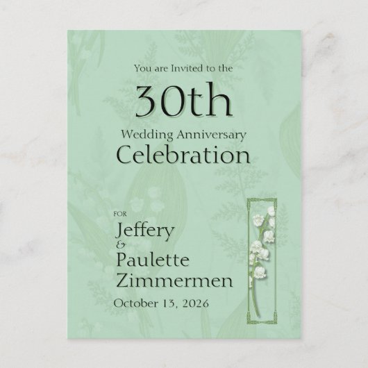 Carte Postale Lily de Valley avec fougères || Vert sauge personn (Devant)