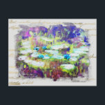 Carte Postale ** Lily Pads - Monet Pond Gold écriture manuscrite<br><div class="desc">POSTCARD POST CARD )Bold Numériquement Monet Classic modifié avec l'ancienne fausse écriture manuscrite or et un arrière - plan Rainbow Pastel subtil. L'arrière - plan est de couleur gris clair doux. Élégante Élégante Femme Romantique Éphémère Florale Peinture Artistique Unique Créatif Moderne et Romantique Vintage Vieux (RECHERCHE AR23 pour des modèles...</div>