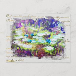 Carte Postale ** Lily Pads - Monet Pond Gold écriture manuscrite