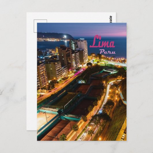 Carte Postale Lima Pérou Capitale Côte Pacifique Ville Lumière N (Devant / Derrière)