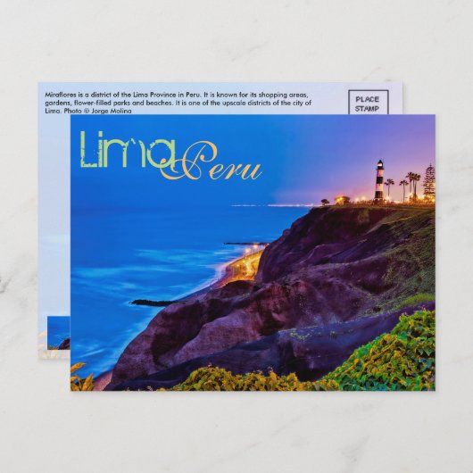 Carte Postale Lima, Pérou, district de Miraflores, S.A. (Devant / Derrière)