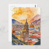 Carte Postale Lima, Pérou, paysage urbain aquarelle (Devant / Derrière)