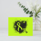 Carte Postale Lime Green Awareness Ribbon Grunge Heart (Debout devant)