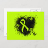 Carte Postale Lime Green Awareness Ribbon Grunge Heart (Devant / Derrière)