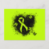 Carte Postale Lime Green Awareness Ribbon Grunge Heart (Devant)