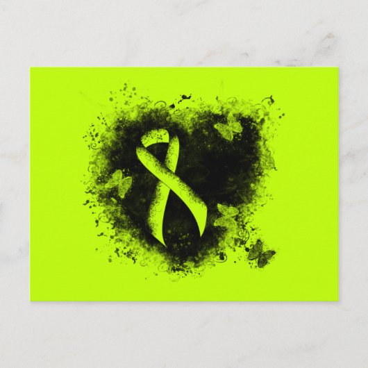 Carte Postale Lime Green Awareness Ribbon Grunge Heart (Devant)