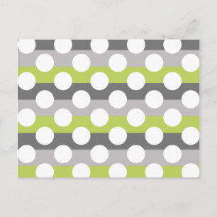 Carte Postale Lime Green Grey Blanc moderne Polka Dot Motif