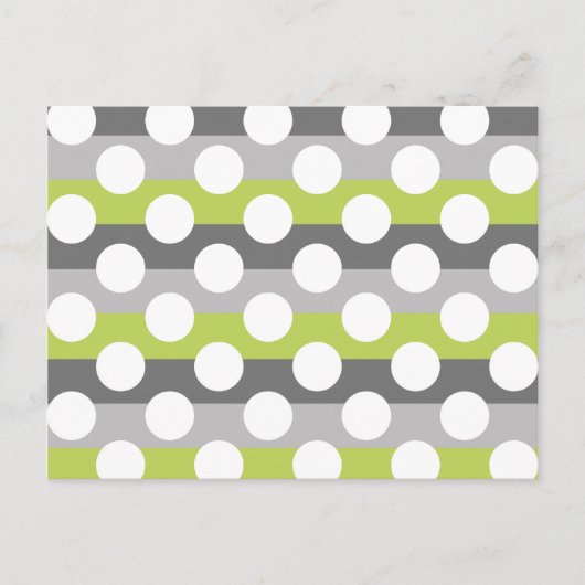Carte Postale Lime Green Grey Blanc moderne Polka Dot Motif (Devant)