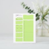 Carte Postale Lime Green Minimalist Daily Planner Template (Debout devant)