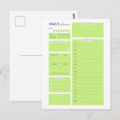 Carte Postale Lime Green Minimalist Daily Planner Template (Devant / Derrière)