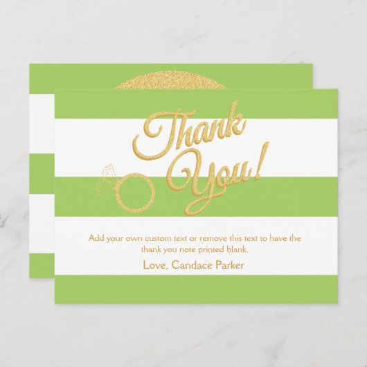 Carte Postale Lime Green, Parties scintillant et rayures Merci C (Devant / Derrière)